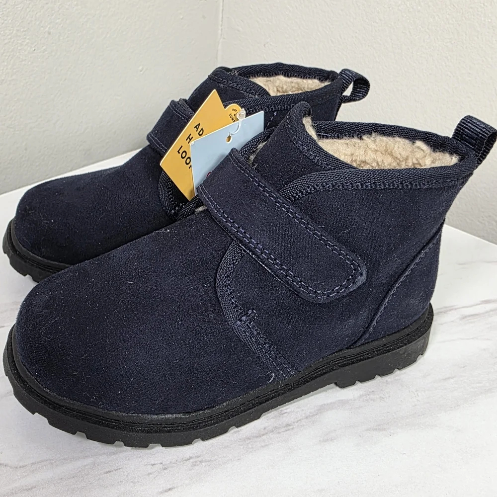 Cat & Jack Toddler Navy Winter Boots Size 8 Fleece Lined Hook & Loop Target